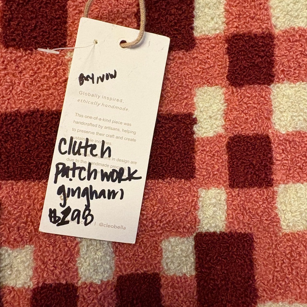 NWT Cleobella Patchwork Gingham Clutch w/ dust bag - Picture 5 of 6